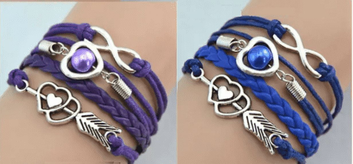 1. Handmade Friendship Leather Bracelet for Women & Girls, Blue Adjustable Love Jewelry Gift for Teen Girls