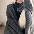 thumbnail image 5 of Suéter de mujer largo estilo otoño-invierno, cárdigan de punto, moda retro, sencillo, grueso, suelto, torcido, abrigo para mujer, 5 of 5