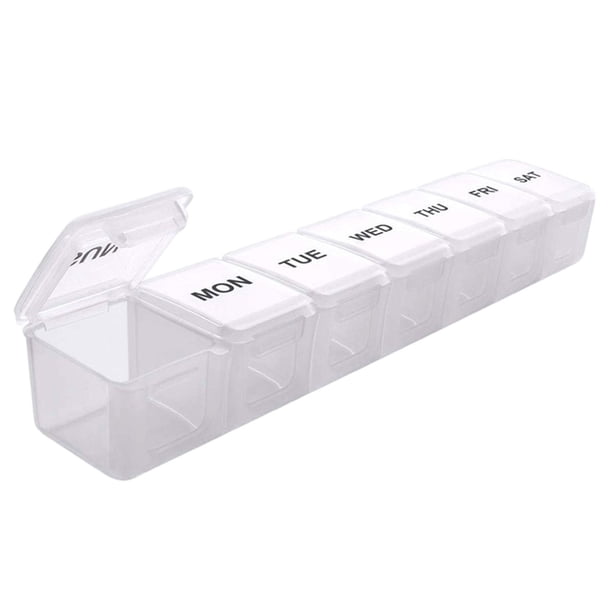 Organizador de pastillas Contenedor compacto para vacaciones Uso en el hogar Ancianos Adultos blanco Yuyangstore Dispensador de cajas de medicamentos