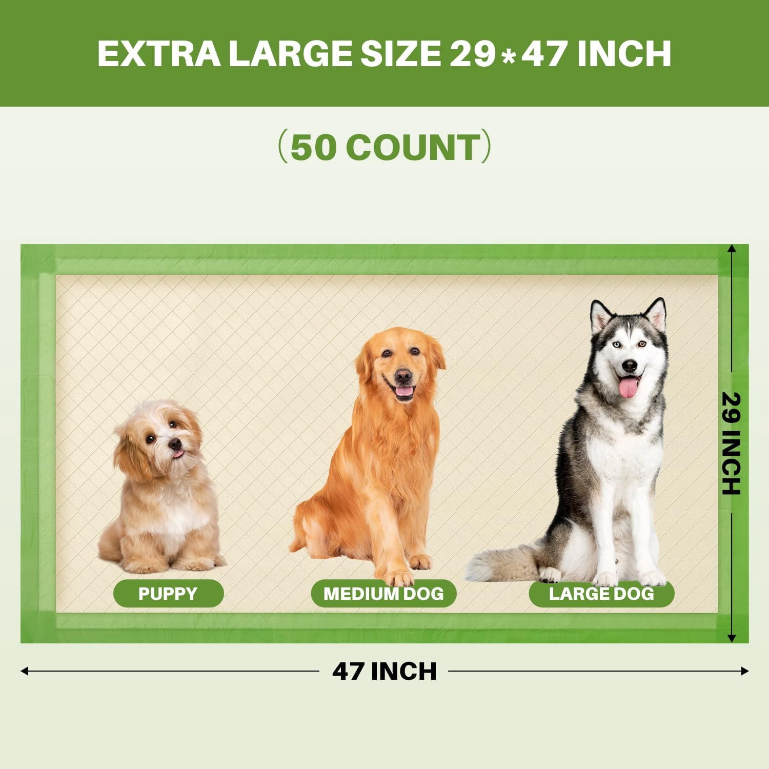 Nomipaw Pee Pads for Dogs - 29 x 47 inchs - 50 Count - ECO - Super Absorbent - Full Edge Wrapping Pad
