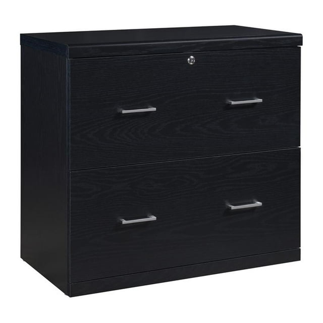 Alpine 2-Drawer Engineered Wood Lateral File with Lockdowel in Black Finish