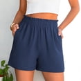 thumbnail image 2 of HKYNLAG Shorts for Women Dressy Casual Elastic High Waisted Ruffle Comfy Lightweight Summer Shorts for Beach Vacation Dark Blue 2XL, 2 of 6