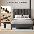 thumbnail image 3 of Full Modern Upholstered Bed Frame, Linen Platform Bedframe with Headboard, Heavy Duty Metal Structure and Stable Wood Slats Support, No Box Spring Needed Easy to Assemble Noise Free, Dark Gray, 3 of 7