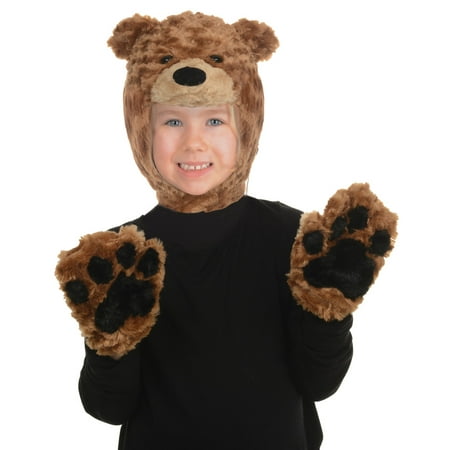 Toddler Brown Bear Animal Pack Hood And Mitts Halloween Costume Accessories