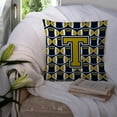 thumbnail image 3 of Letter T Football Blue and Gold Fabric Decorative Pillow, 3 of 4
