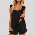 thumbnail image 2 of Zedker Pajamas for Women Set 2 Piece Ruffle Pjs Soft Tank Top and Shorts Sleepwear Set Bridal Pajama Set for Women Black XXL, 2 of 8