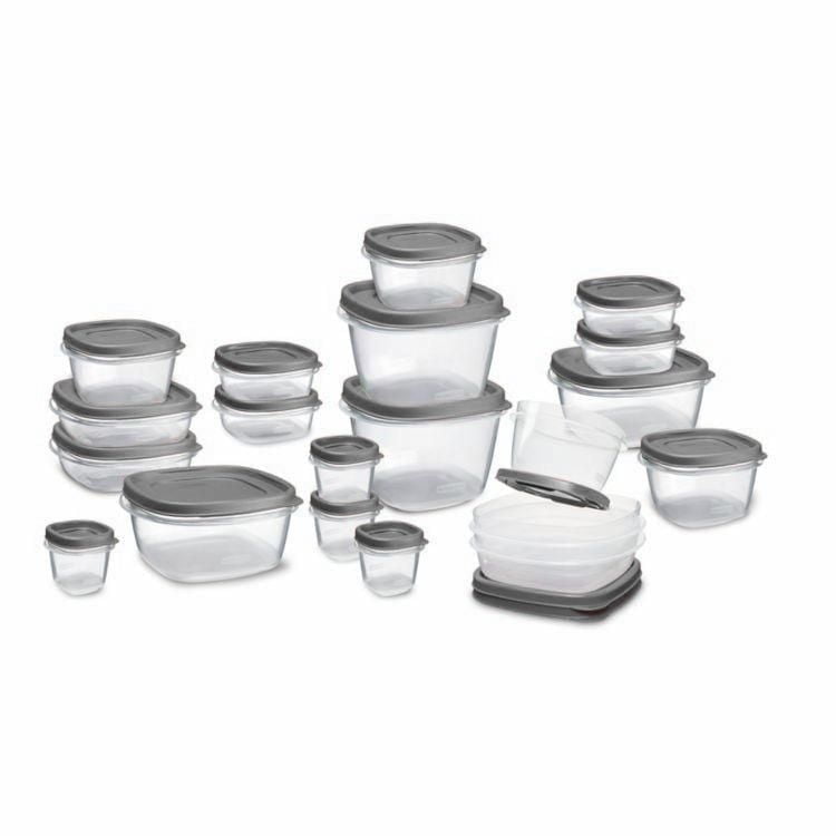 Rubbermaid Easy Find Lids Food Storage Containers, Grey, 40pc