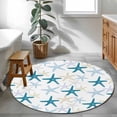thumbnail image 3 of Ocean Blue Starfish Round Area Rug 4Ft Washable Circle Rugs for Bedroom Dining Room, Summer Coastal Beach Non-Slip Carpet Floor Mats Indoor Outdoor Carpet Runner Aesthetic Home Decor, 3 of 8