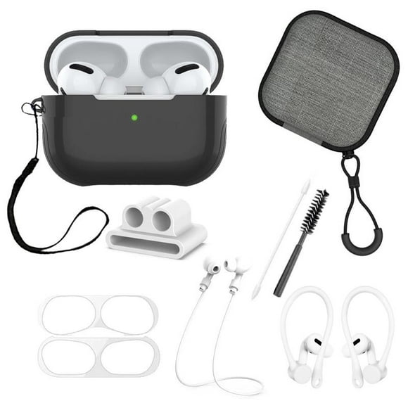 Funda Alto Brillo y Kit Accesorios Gadget Collection Mx Para airpods Pro 9 Piezas negro
