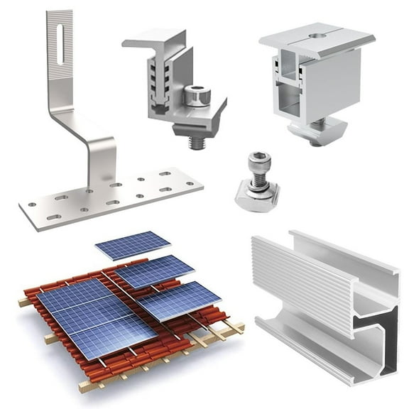 Solar Panel Roof Mounting Set for Brick Roofs - Adjustable Brackets and Hooks