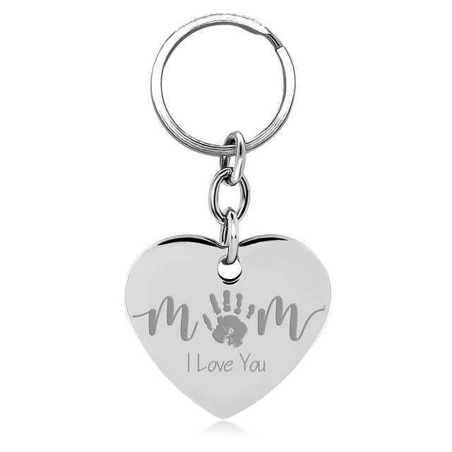 Photos Engraved - Custom Photo Engraved Heart Key tag in Stainless Steel - Free reverse side engraving - W-MHPM-KEY