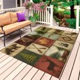 Large Patchwork Rugs Rustic Patchwork Outdoor Rug, Vintage Bear Pine Canoe Maple Leaf Fish ...