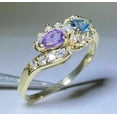 thumbnail image 2 of 2Ct Pear Cut Lab Created Blue Topaz Amethyst Cluster Ring 14k Yellow Gold Plated, 2 of 5