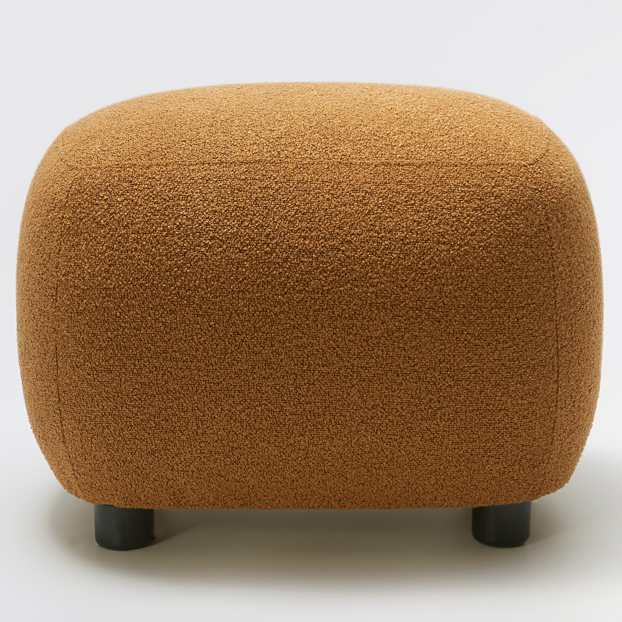 Round Boucle Upholstered Ottoman Chair, Footstool with Soft Padded Seat, Fully Assembled Modern Sofa Couch Footrest, Extra Seating for Bedroom Entryway, Brown(18.5" D x 23" W x 16.5" H)
