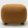 thumbnail image 3 of Round Boucle Upholstered Ottoman Chair, Footstool with Soft Padded Seat, Fully Assembled Modern Sofa Couch Footrest, Extra Seating for Bedroom Entryway, Brown(18.5" D x 23" W x 16.5" H), 3 of 9
