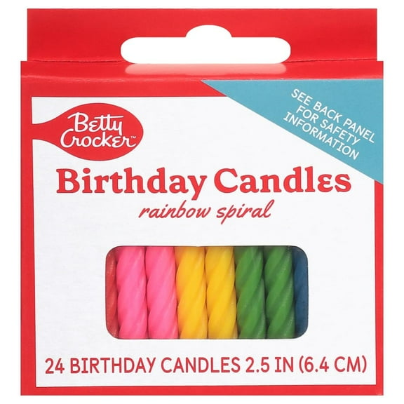 Betty Crocker Medium Rainbow Spiral Birthday Candles 24 ct - Pack of 1