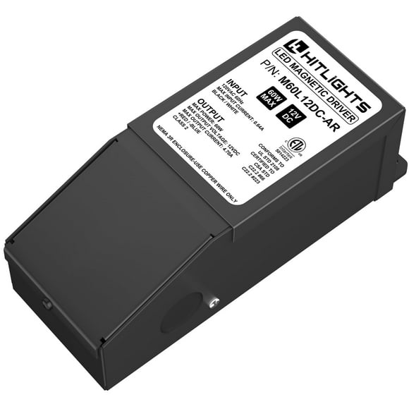 HitLights Dimmable LED Driver 12V 60W, Magnetic Power Supply, 120VAC to 12VDC, Compatible with Lutron&Leviton Dimmer, Low Voltage Transformer