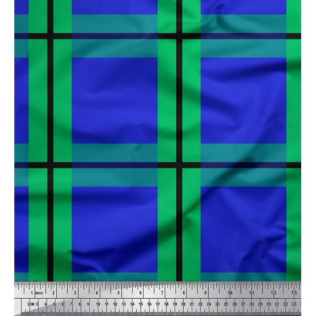 Soimoi Georgette Viscose Fabric Check Check Print Fabric by Yard 42 Inch Wide