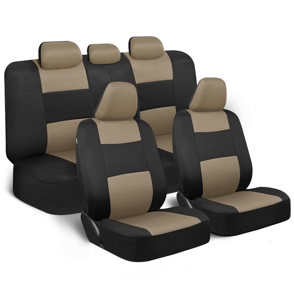 Car Seat Covers Full Set in Charcoal on Black – Front and Rear Split Bench for Cars, Easy to Install Cover Set, Accessories Auto Trucks Van SUV