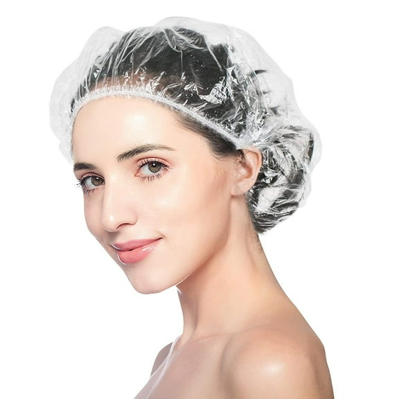 100 PCS Disposable Shower Caps Waterproof Shower Caps,Plastic Hair Caps for Women,Spa,Home Use,Hotel and Hair Salon,Portable Travel