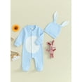 thumbnail image 2 of Bagilaanoe Newborn Easter Outfits Baby Girl Boys Footed Jumpsuit + Hat Long Sleeve Bodysuit 3M 6M 12M 18M Infant Spring One Piece Romper, 2 of 9