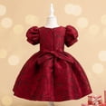 thumbnail image 6 of KIMI BEAR Little Girls Formal Dress 6T Little Girls Party Dress Princess Dress 7T Little Girls Embossed Floral Short Puff Sleeve Princess Dress Red, 6 of 9