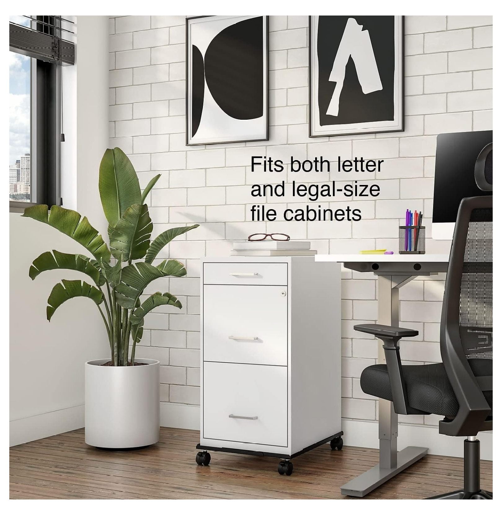 Adjustable File Cabinet Caddy - Letter and Legal Filing Cabinets, Black (ST52140-CC)