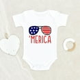 thumbnail image 2 of Independence Day Clothes - 'Merica Glasses Baby Clothes - Happiest Fourth Baby Clothes, 2 of 4