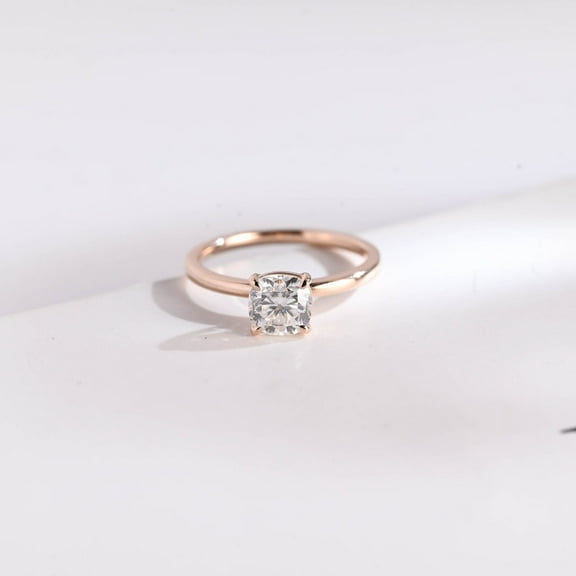 Moissanite Ring Cushion Cut Gemstone Ring Engagement Ring Gold Over Silver Ring Weddding Gift for her