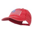 thumbnail image 3 of American Flag Embroidered Washed Cap - Red OSFM, 3 of 6