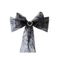 thumbnail image 2 of BalsaCircle 5 Black Fancy Embroidered Sheer Organza Chair Sashes Bows Ties, 2 of 4