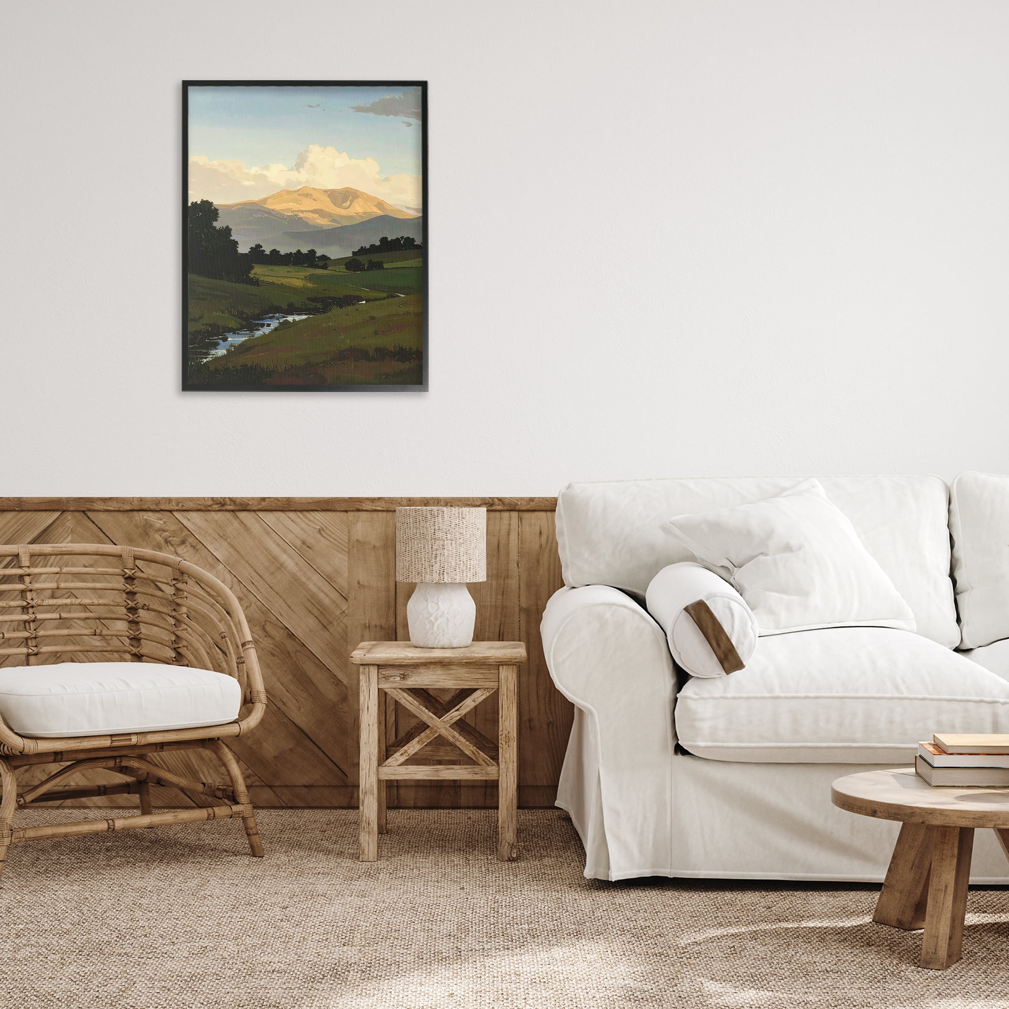 Stupell Industries Across The Valley Nature Black Framed Giclee Art, design by Alonza Saunders