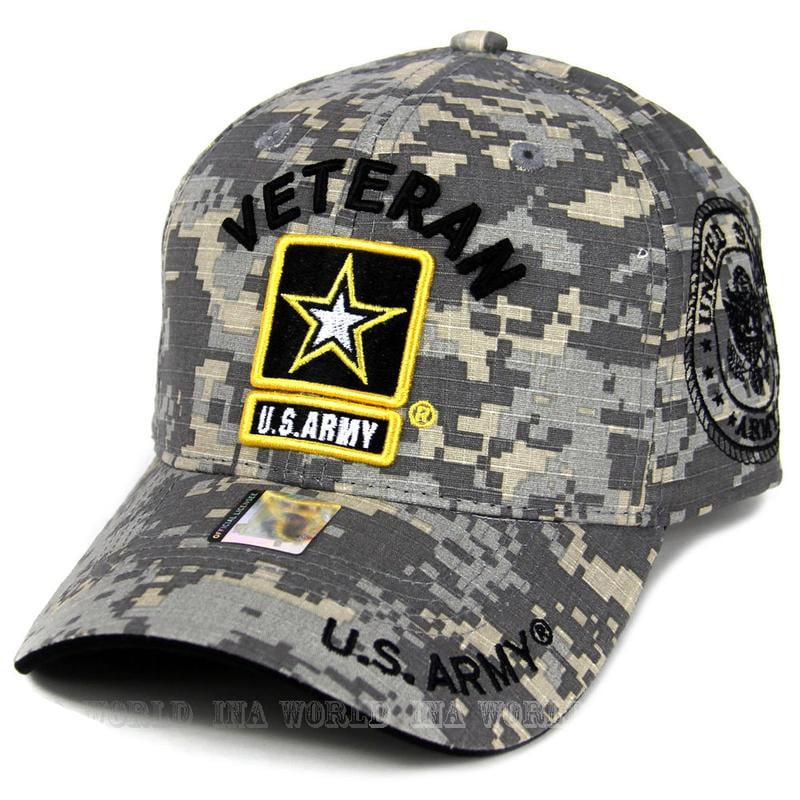 US Army Veteran Hat ACU Digital Camo Yellow Border w/ Army Star Logo