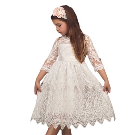 

Chaoren Princess Dress Bow-knot Design Comfortable Soft Girls Pleated Dress for Wedding Party