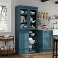 thumbnail image 4 of Palace Imports 100% Solid Wood Kitchen Pantry Storage Cabinet with Glass & Raised Panel Doors and Adjustable Shelves, 4-Door, Teal Blue, 4 of 6