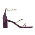 thumbnail image 2 of XYD Women Crystal Studs Transparent Strap Sandals Open Toe Ankle Strap Mid Chunky Heels Fashion Party Prom Shoes Size 7 Purple, 2 of 4