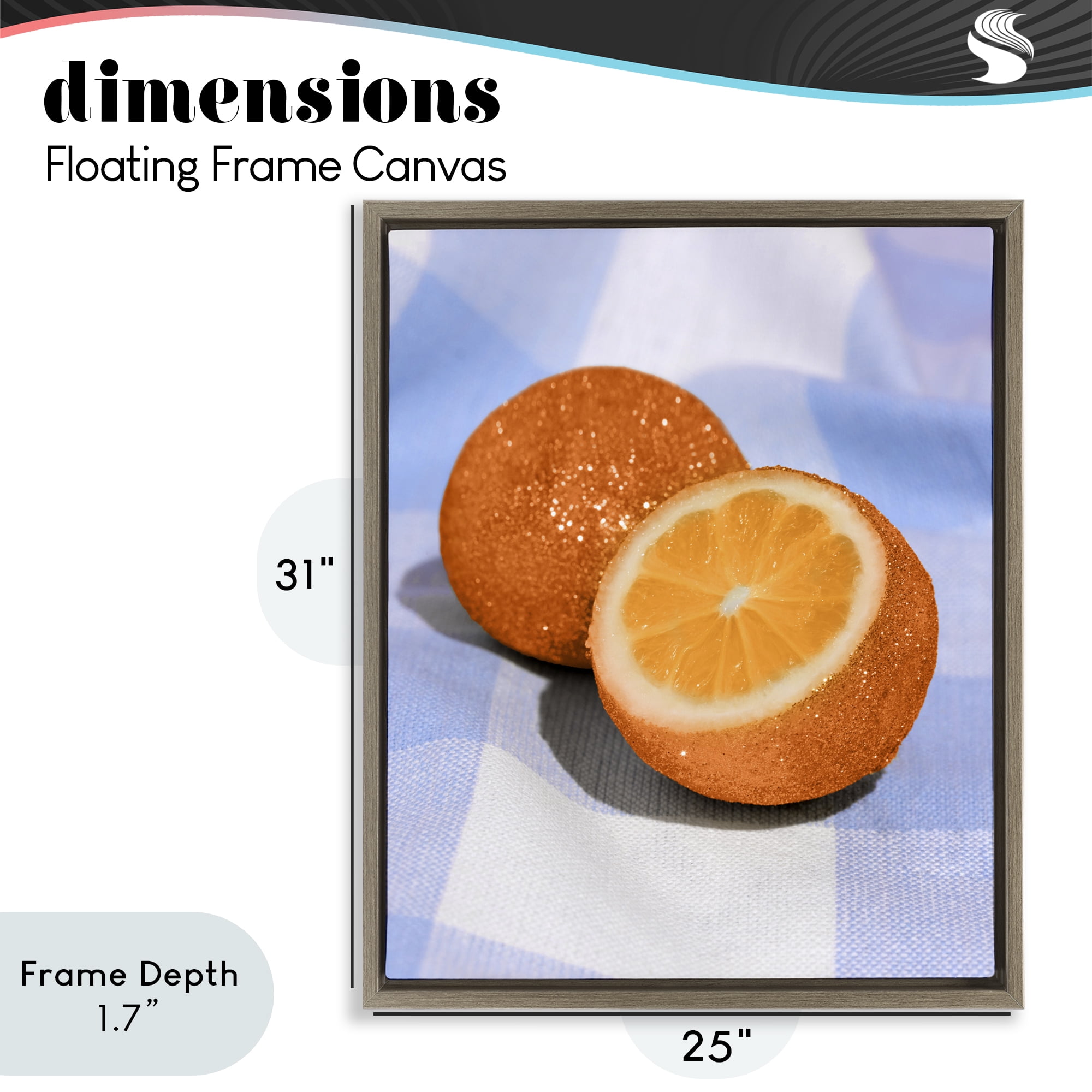 Stupell Industries Glimmer Orange on Blue Brown Framed Floater Canvas Wall Art, design by LISH Creative