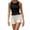 Black, variant on Shirred Tank Top for Women Crewneck Ruffle Hem Smocked Sleeveless Shirt Summer Outfits