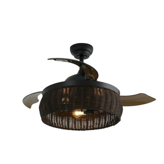 Xtricity - Ventilateur de Plafond Rétractable avec Éclairage, Télécommande Incluse, Brun