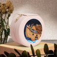 thumbnail image 6 of Yiaed Ocean Scene with Noah's Ark Print Travel Jewelry Case Bridesmaid Gift Boxes Jewelry Travel Organizer Small Round Jewelry Box Mini Storage-Pink, 6 of 7