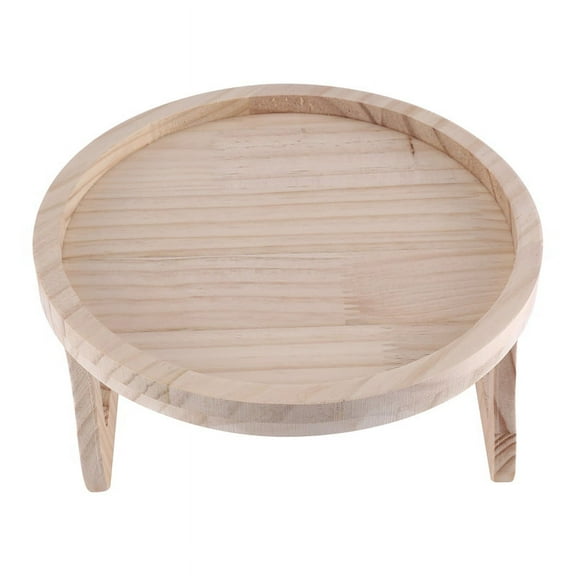 Sofa Arm Clip Table,Natural Wooden Armrest Clip-on Tray Table Couch Rest Organizer, Round