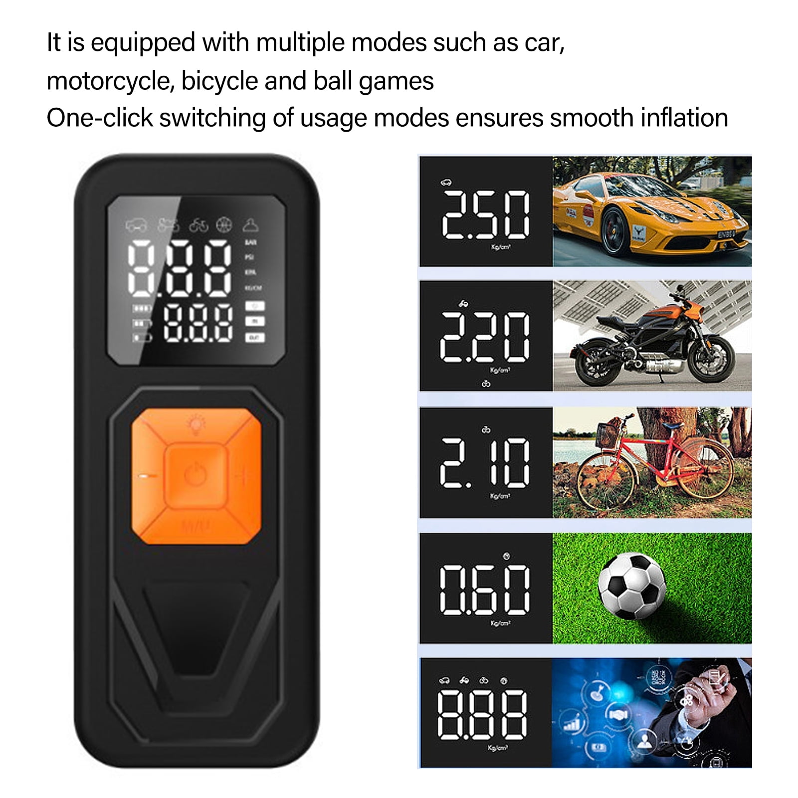Tire Inflator Portable Air Compressor, 72W Portable Air Pumps, Accurate Pressure LCD Display,Car Bike
