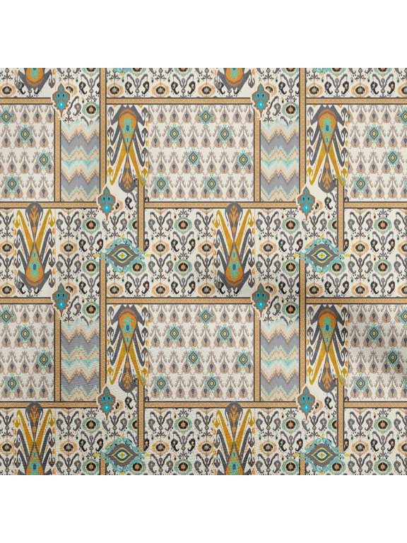 GeorgetteViscoseMustardYellowFabricFlameStitchDiyClothingQuiltingFabricPrintFabricByYard42InchWide