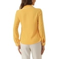 thumbnail image 3 of INSPIRE CHIC Women's Blouse Peter Pan Collar Puff Sleeve Contrast Trim Button Down Shirt S Yellow, 3 of 6