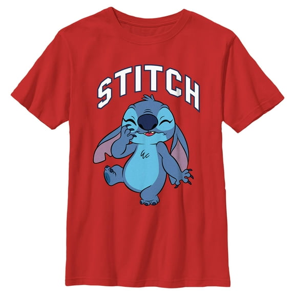 Boy's Lilo & Stitch Laughing Stitch Graphic Tee Red X Small