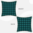 thumbnail image 3 of Haiem Teal On Black Plaid Print Velvet Soft Solid Decorative Square Throw Pillow Covers Set with Elegant Piping Christmas Cushion Case for Sofa Bedroom Car-16"x16", 3 of 8