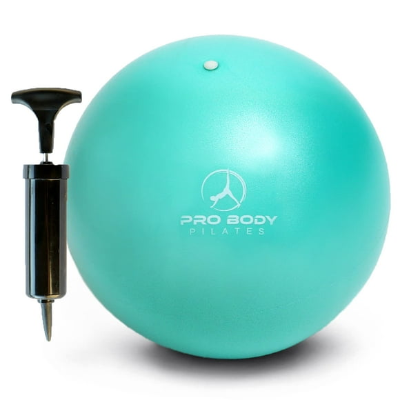 ProBody Pilates Small Exercise Ball with Pump - 9 Inch Workout Ball for Stability, Barre, Yoga, Core & Physical Therapy, Home Gym & Office Use (Aqua)