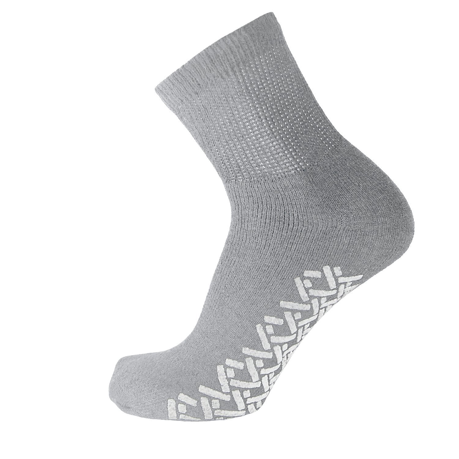 60 Pairs of Non-Skid Diabetic Ankle Cotton Socks with Non Binding Top, Brooklyn Socks Health Collection, Wholesale Bulk Value Pack (Gray, Fit Men's Shoe Size 10-12)