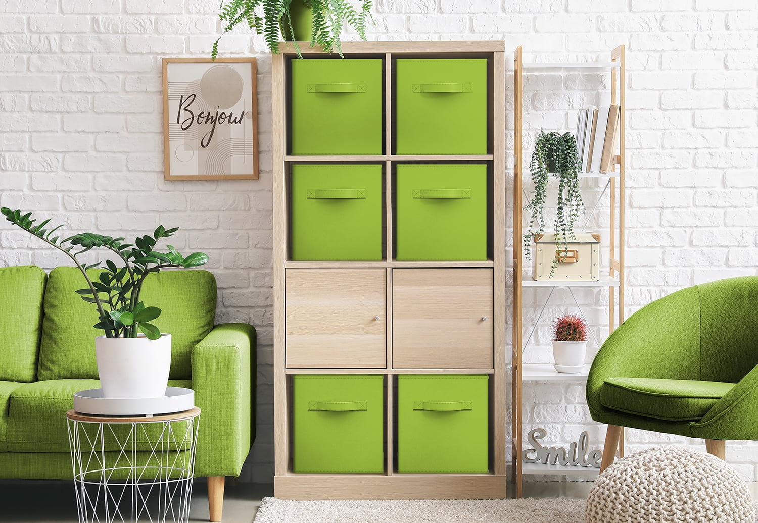 Sorbus 13" Foldable Fabric Storage Cube Bin, Green