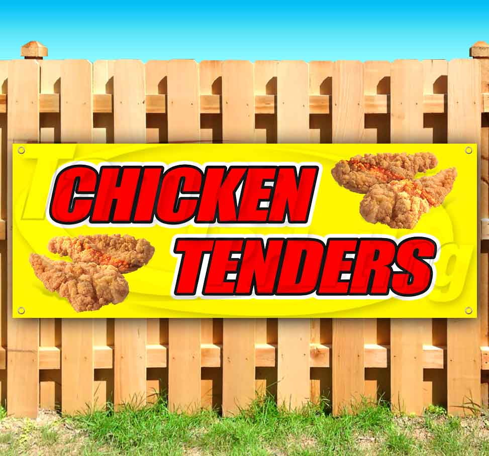 Chicken Tenders Banner Heavy Duty 13 Oz Vinyl with Grommets 